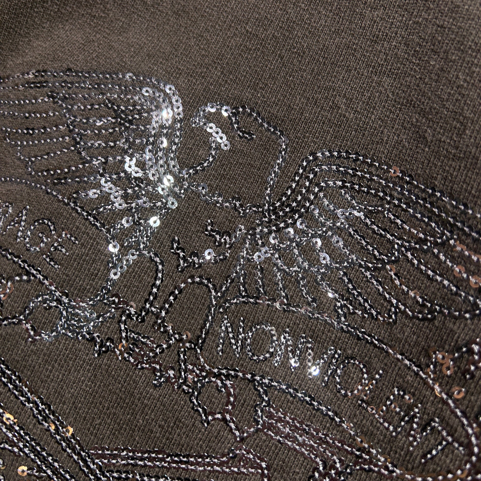 Load image into Gallery viewer, SPANGLE EMBROIDERY HOODIE / BROWN