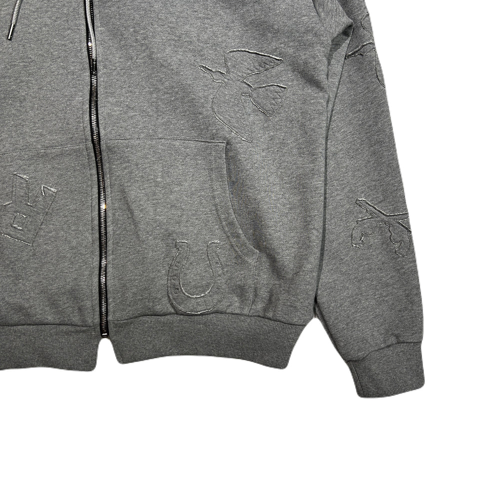 Load image into Gallery viewer, MIX EMBROIDERY PATCH HOODIE / GRAY