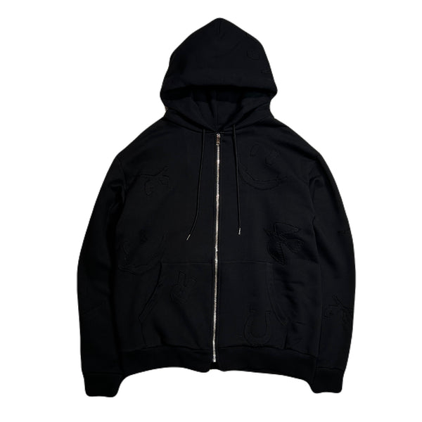 MIX EMBROIDERY PATCH HOODIE / BLACK