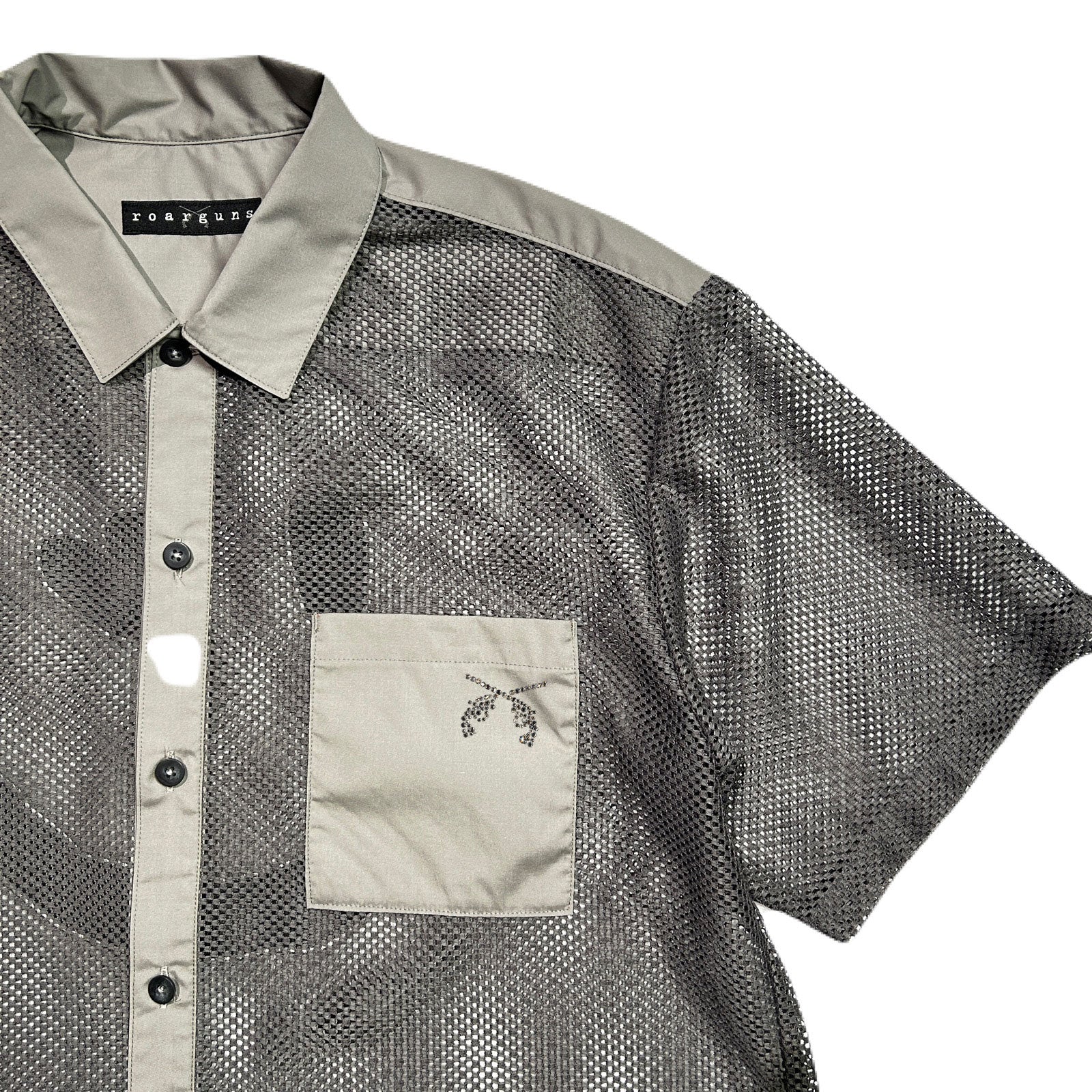 将图片加载到图库查看器,MESH SHIRT SMILE CRYSTAL / GRAY