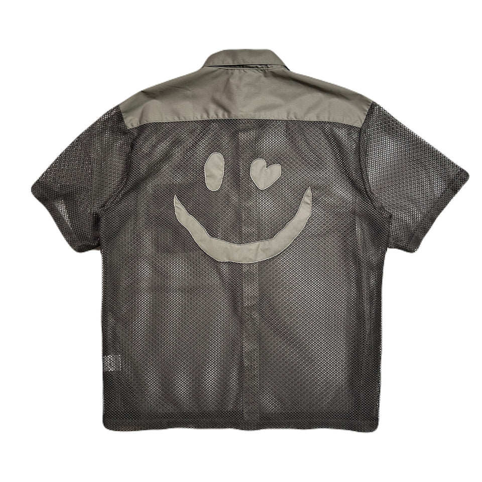 将图片加载到图库查看器,MESH SHIRT SMILE CRYSTAL / GRAY