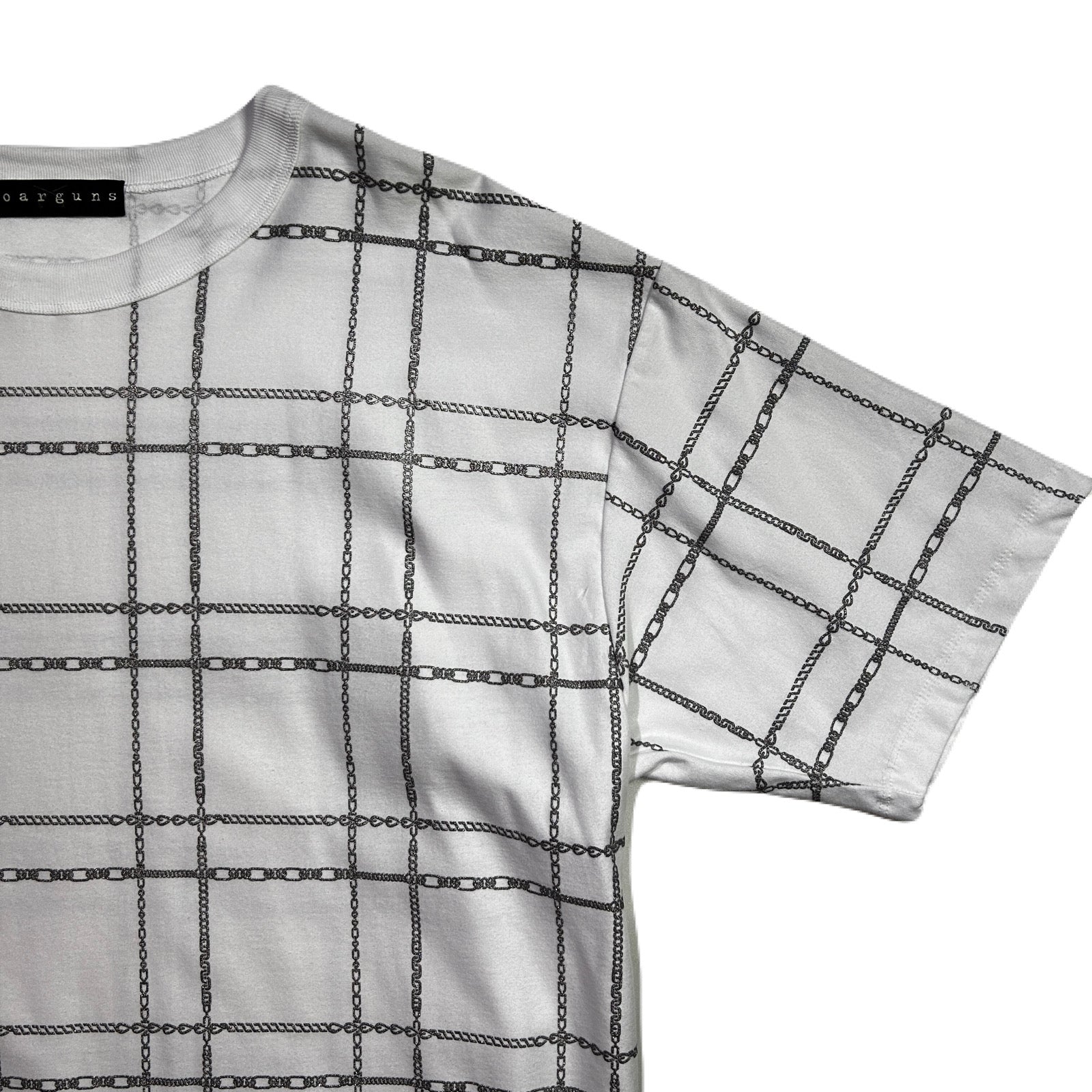 Load image into Gallery viewer, CHAIN CHECK PRINT T-SHIRT / WHITE*SILVER