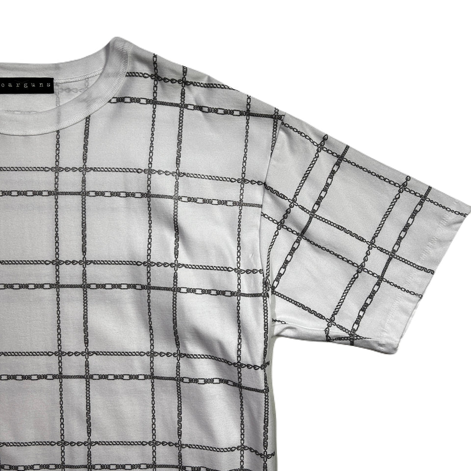 Load image into Gallery viewer, CHAIN CHECK PRINT T-SHIRT / WHITE*SILVER