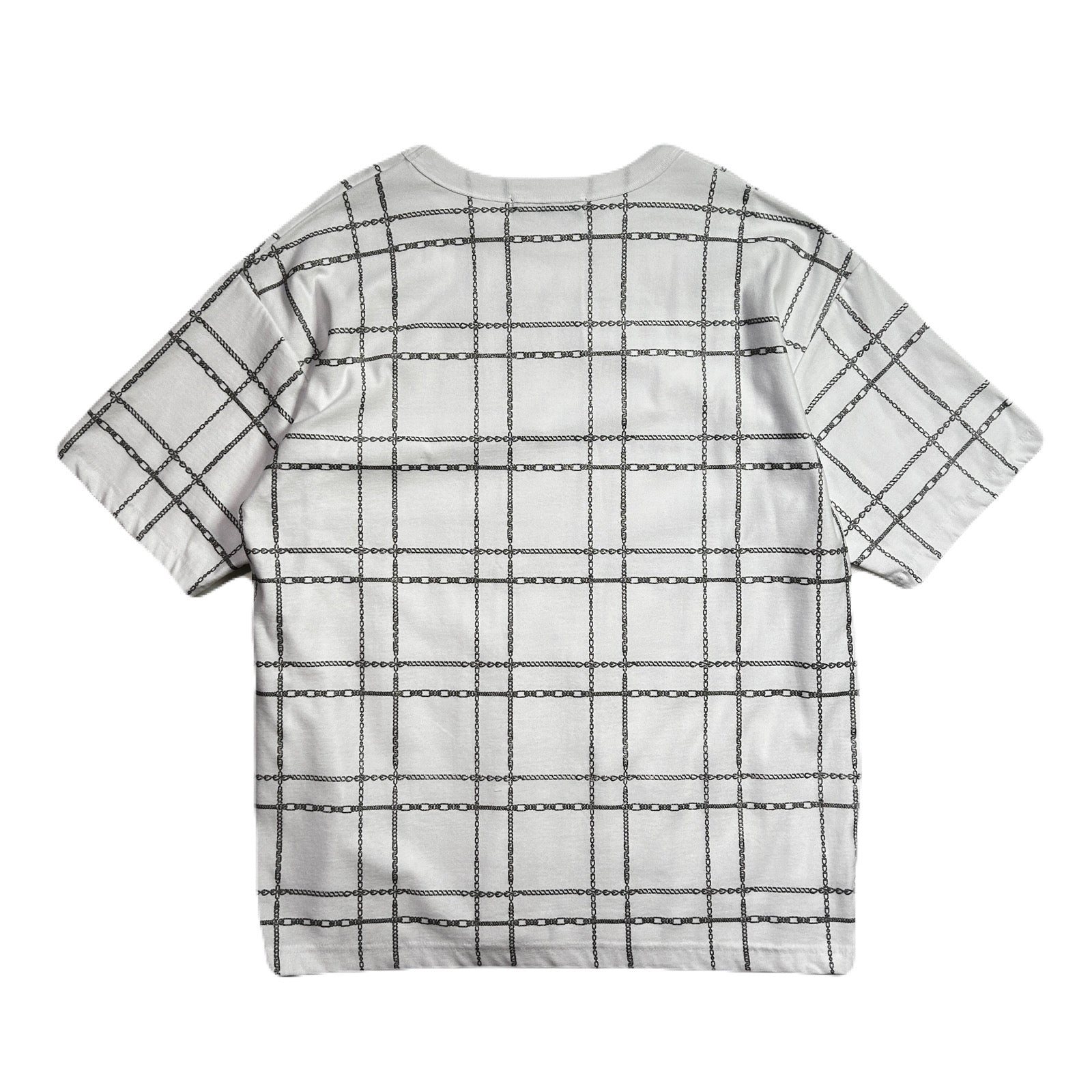Load image into Gallery viewer, CHAIN CHECK PRINT T-SHIRT / WHITE*SILVER