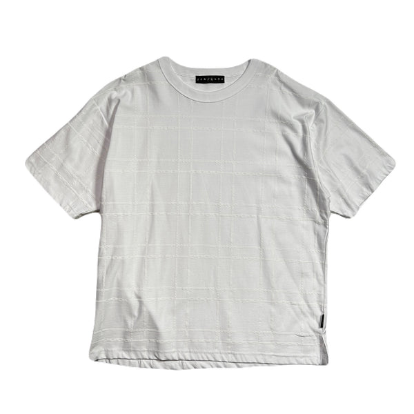 CHAIN CHECK PRINT T-SHIRT / WHITE*WHITE