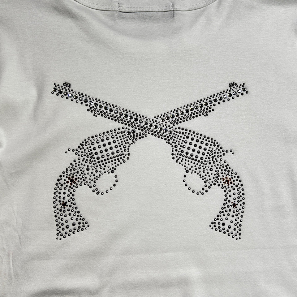 Load image into Gallery viewer, WOMENS CROSSGUN METAL T-SHIRT / WHITE