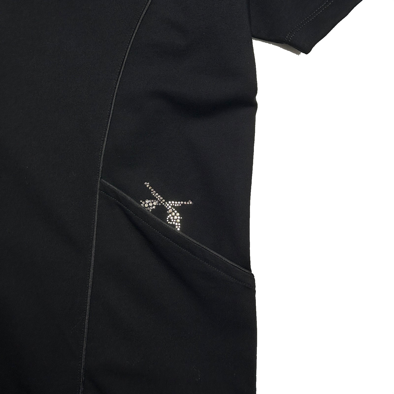 画像をギャラリービューアに読み込む, WOMENS HEAVY JERSEY FRINGE DRESS / BLACK