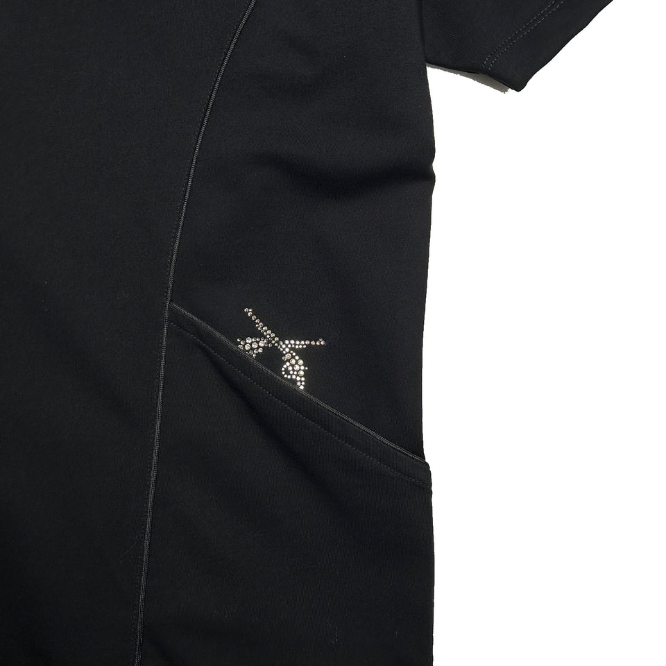 画像をギャラリービューアに読み込む, WOMENS HEAVY JERSEY FRINGE DRESS / BLACK