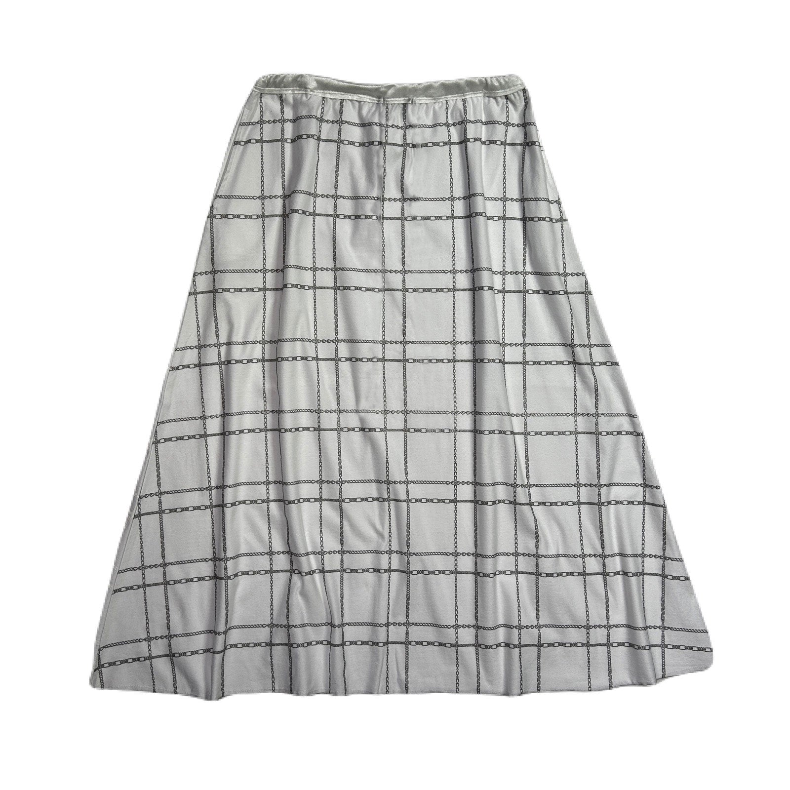 画像をギャラリービューアに読み込む, WOMENS CHAIN CHECK SKIRT / WHITE*SILVER