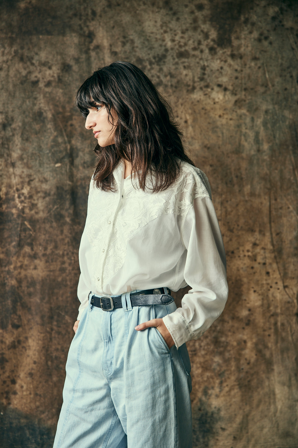 Load image into Gallery viewer, WOMENS BLEACH DENIM PANTS / BLUE