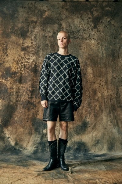 将图片加载到图库查看器,CHAIN JACQUARD KNIT / BLACK