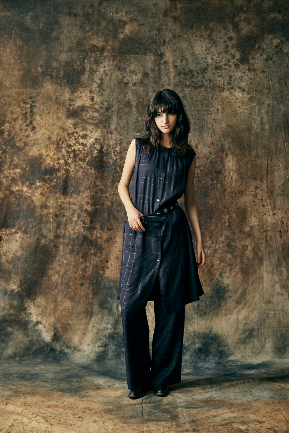 画像をギャラリービューアに読み込む, WOMENS CHAIN CHECK DRESS / BLACK