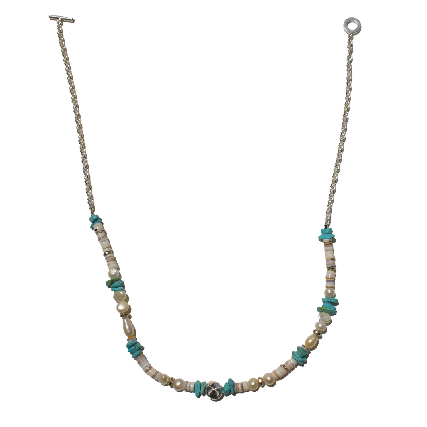 画像をギャラリービューアに読み込む, PEARL TURQUOISE WHITE SHELL NECKLACE