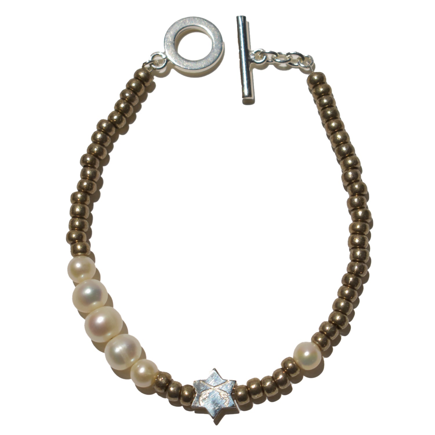 画像をギャラリービューアに読み込む, FRESH WATER PEARL BRASS BRACELET