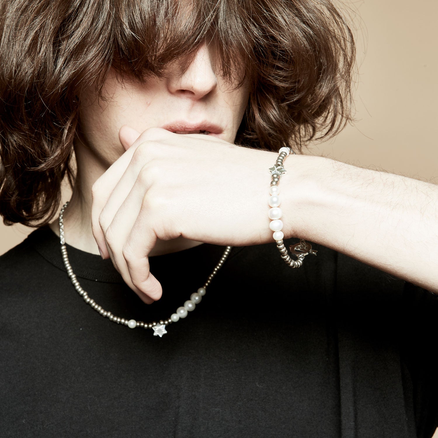 画像をギャラリービューアに読み込む, FRESH WATER PEARL BRASS BRACELET