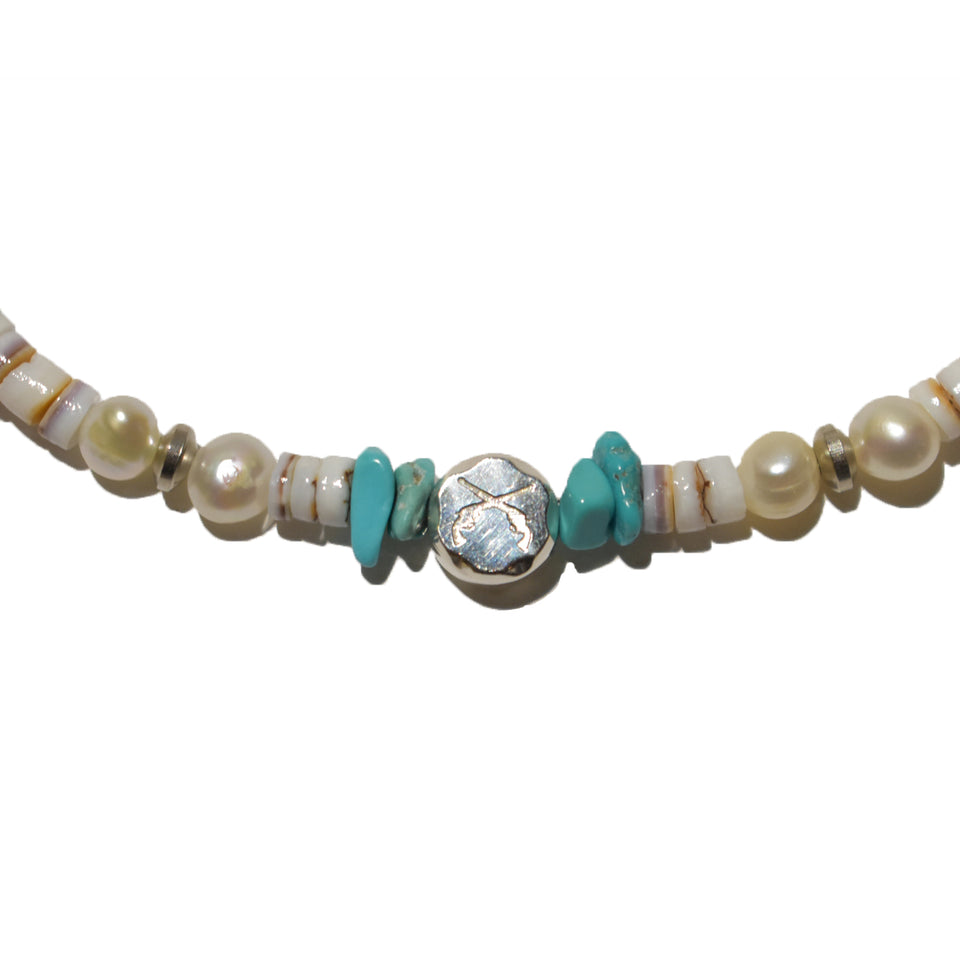 画像をギャラリービューアに読み込む, PEARL TURQUOISE WHITE SHELL NECKLACE