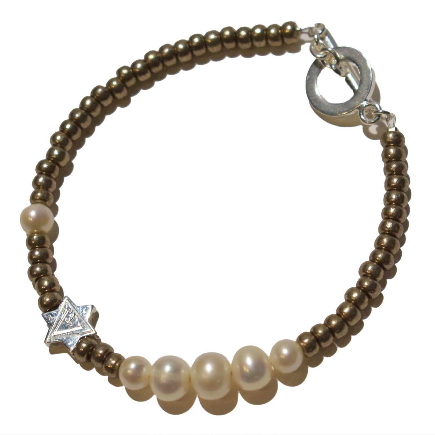 画像をギャラリービューアに読み込む, FRESH WATER PEARL BRASS BRACELET
