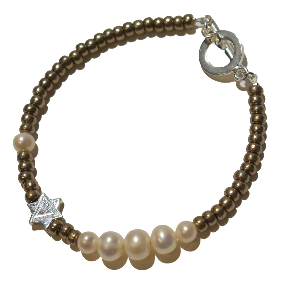 画像をギャラリービューアに読み込む, FRESH WATER PEARL BRASS BRACELET