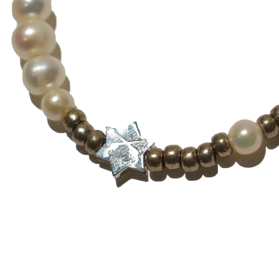 画像をギャラリービューアに読み込む, FRESH WATER PEARL BRASS BRACELET
