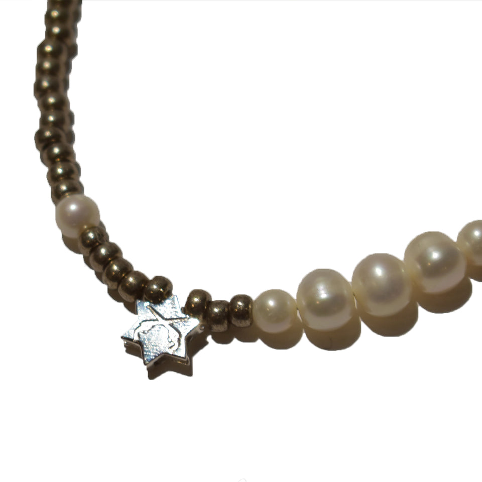 画像をギャラリービューアに読み込む, FRESH WATER PEARL BRASS BRACELET
