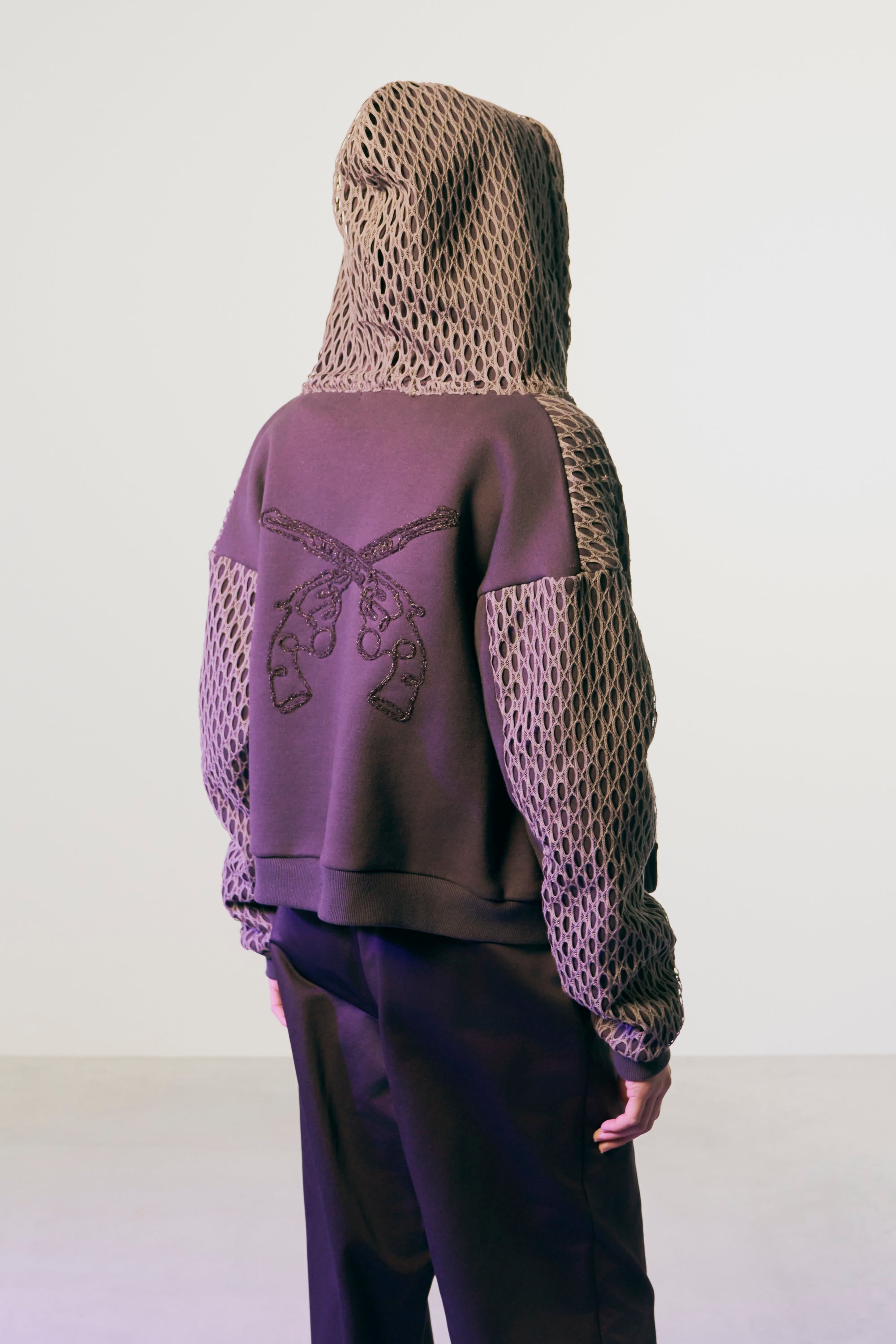 画像をギャラリービューアに読み込む, WOMENS CROSSGUN EMBROIDERY LACE HOODIE / BLACK