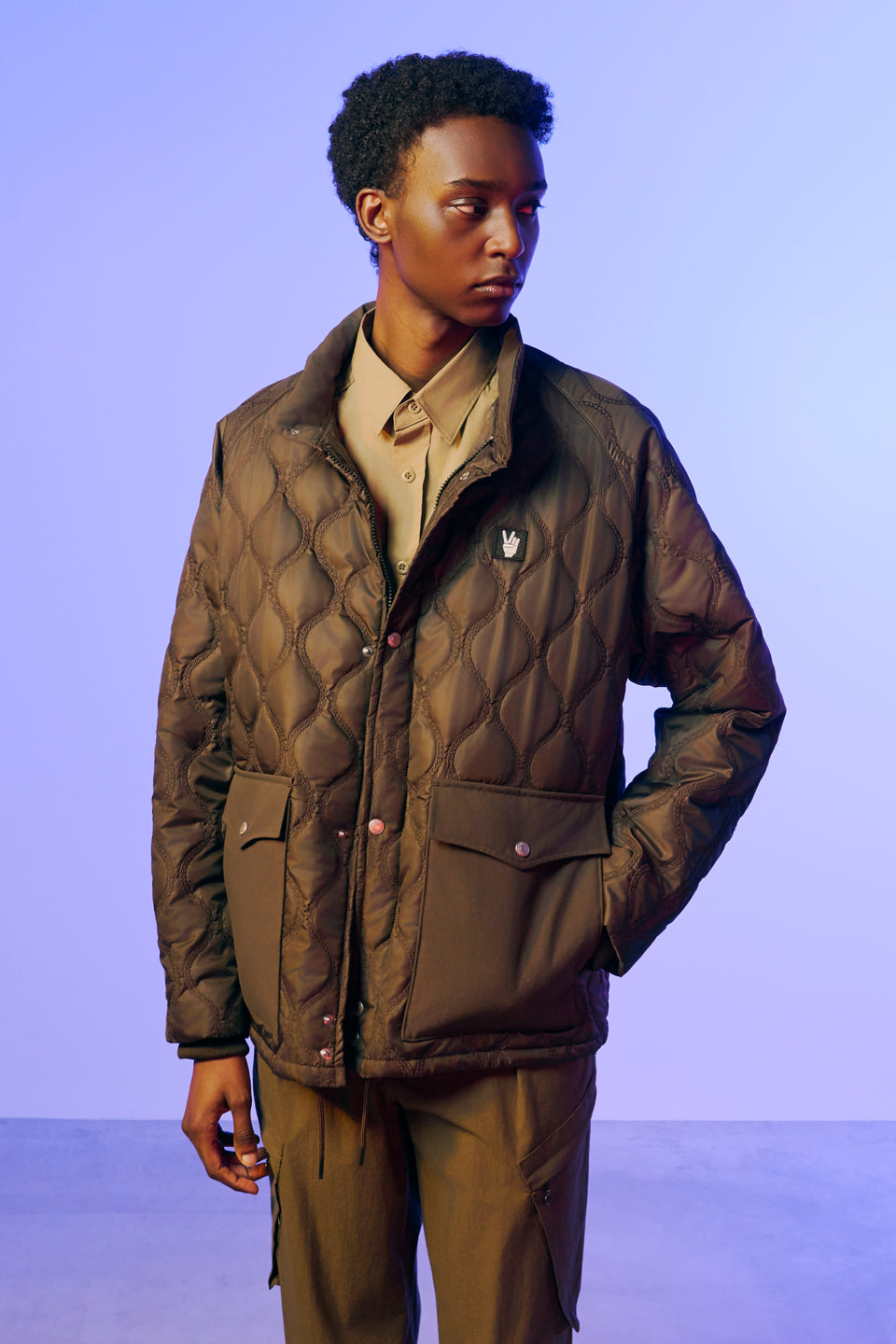 将图片加载到图库查看器，CHAIN QUILT JACKET / BLACK