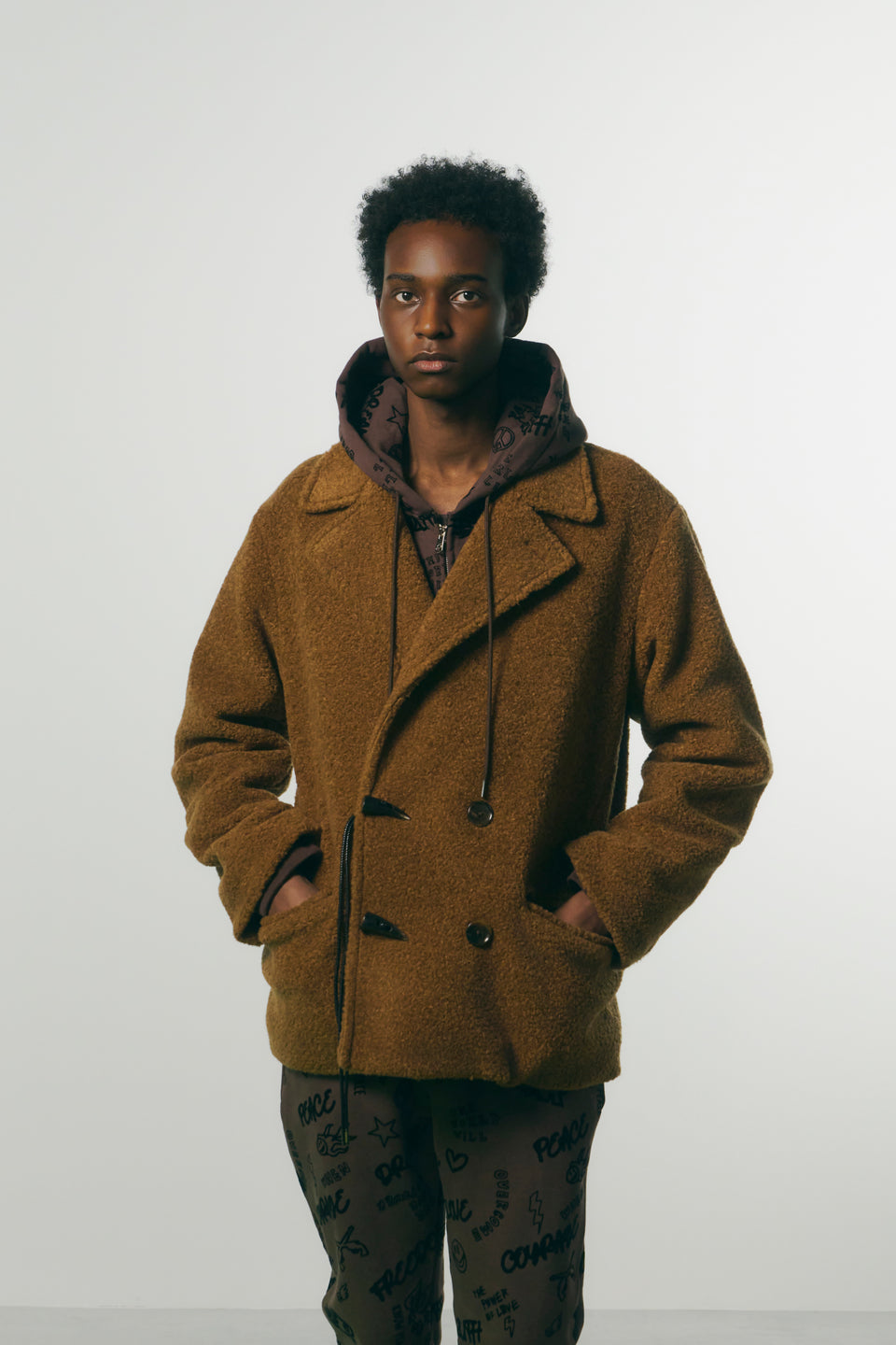 将图片加载到图库查看器，SHEEP BOA P-COAT / BROWN