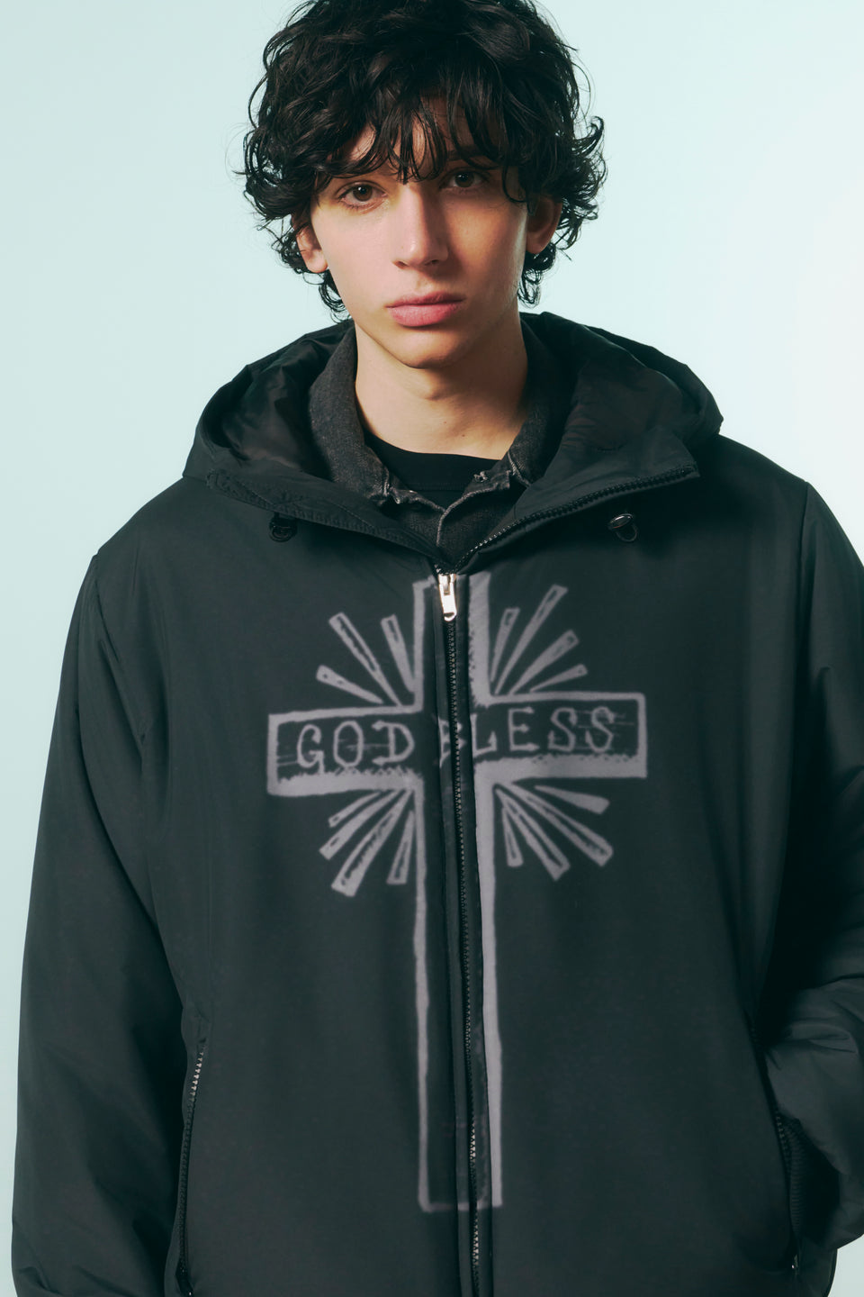 将图片加载到图库查看器，CROSS INKJET PRINT HOODIE / GRAY