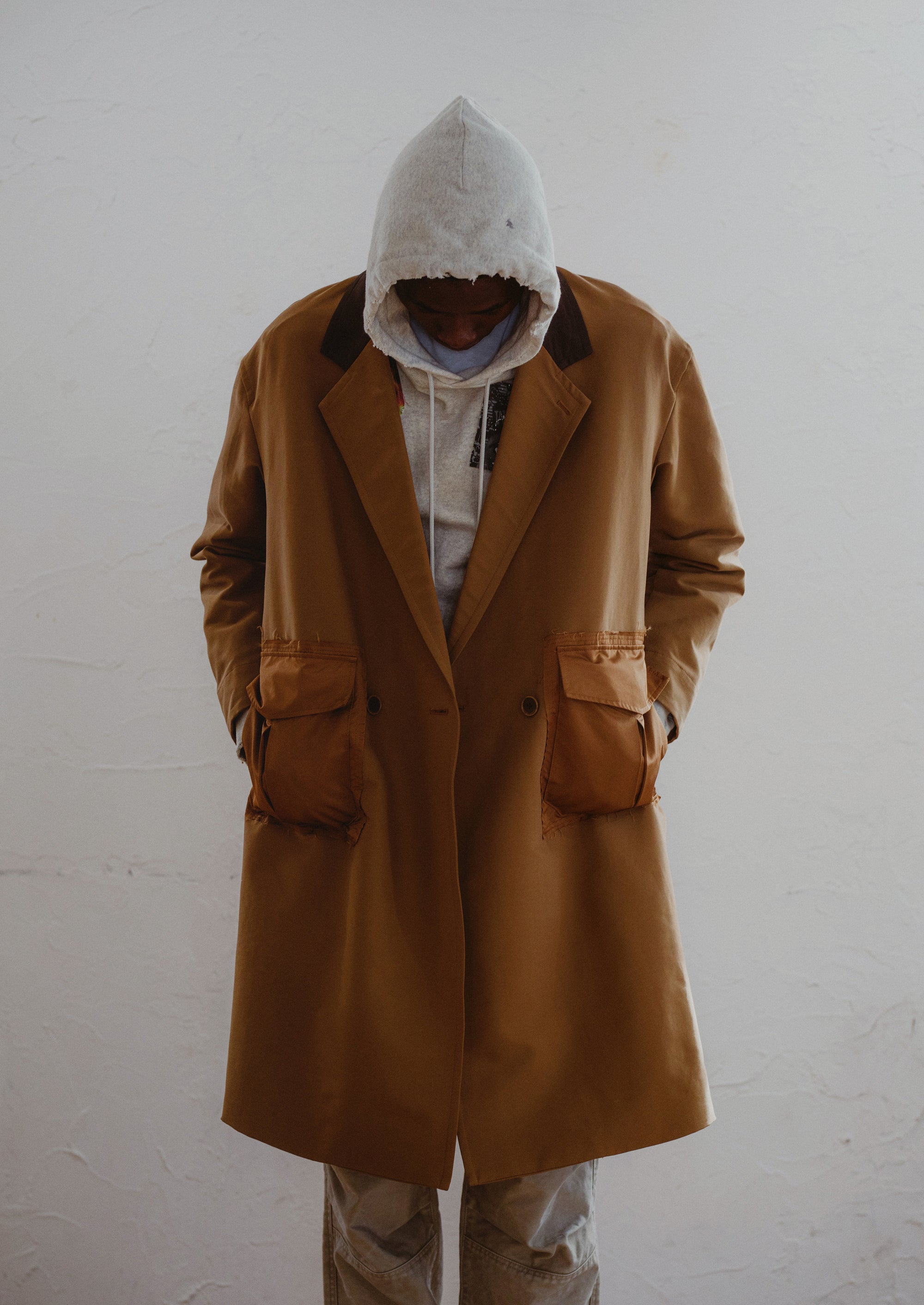 将图片加载到图库查看器，N/C CLOTH PEACH SKIN COAT / BEIGE