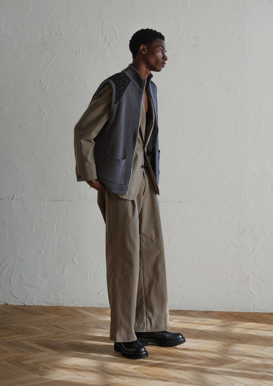 将图片加载到图库查看器，PEACH SKIN WIDE PANTS / BROWN