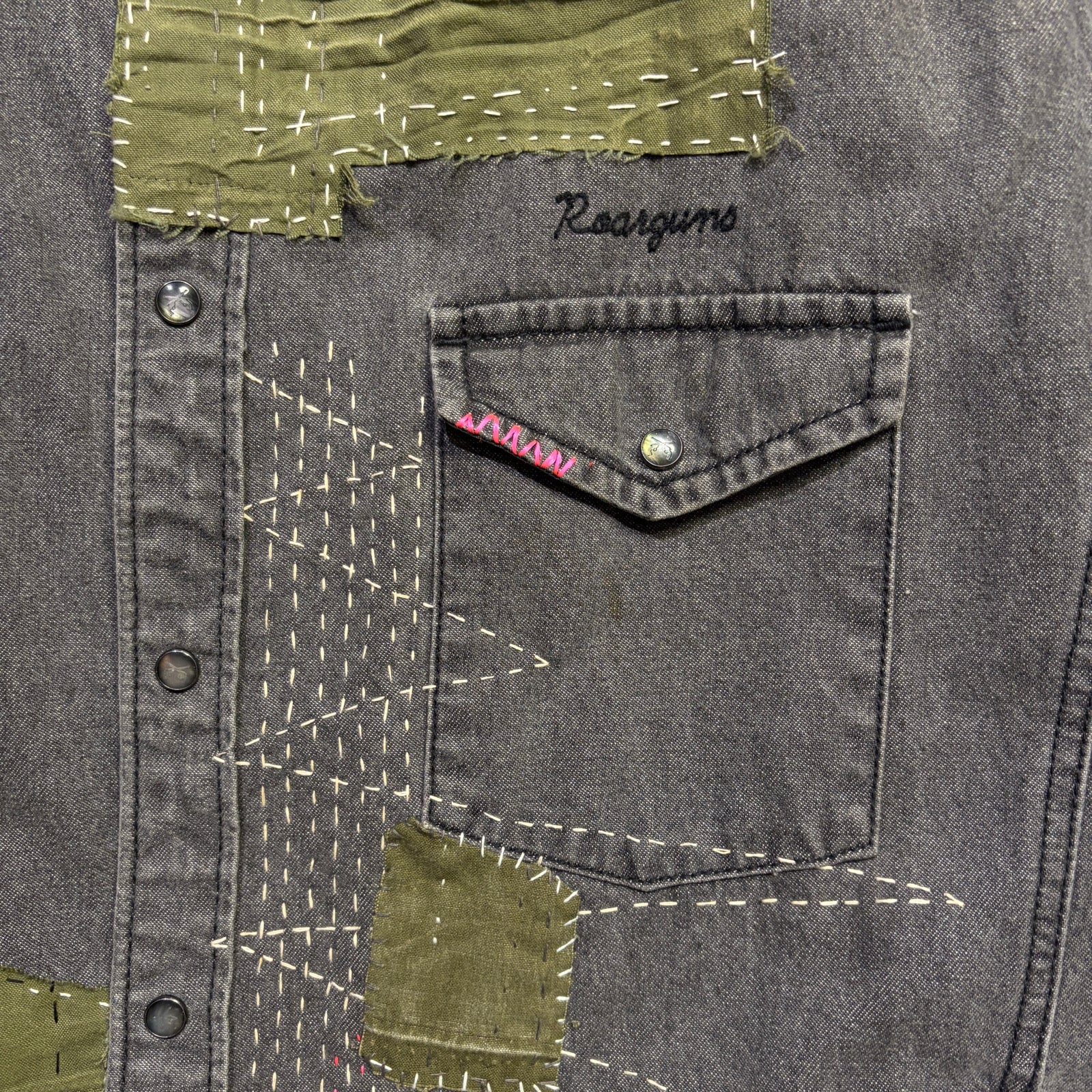 画像をギャラリービューアに読み込む, JunAle SASHIKO 8oz DENIM SHIRTS DUNKWELL / BLACK