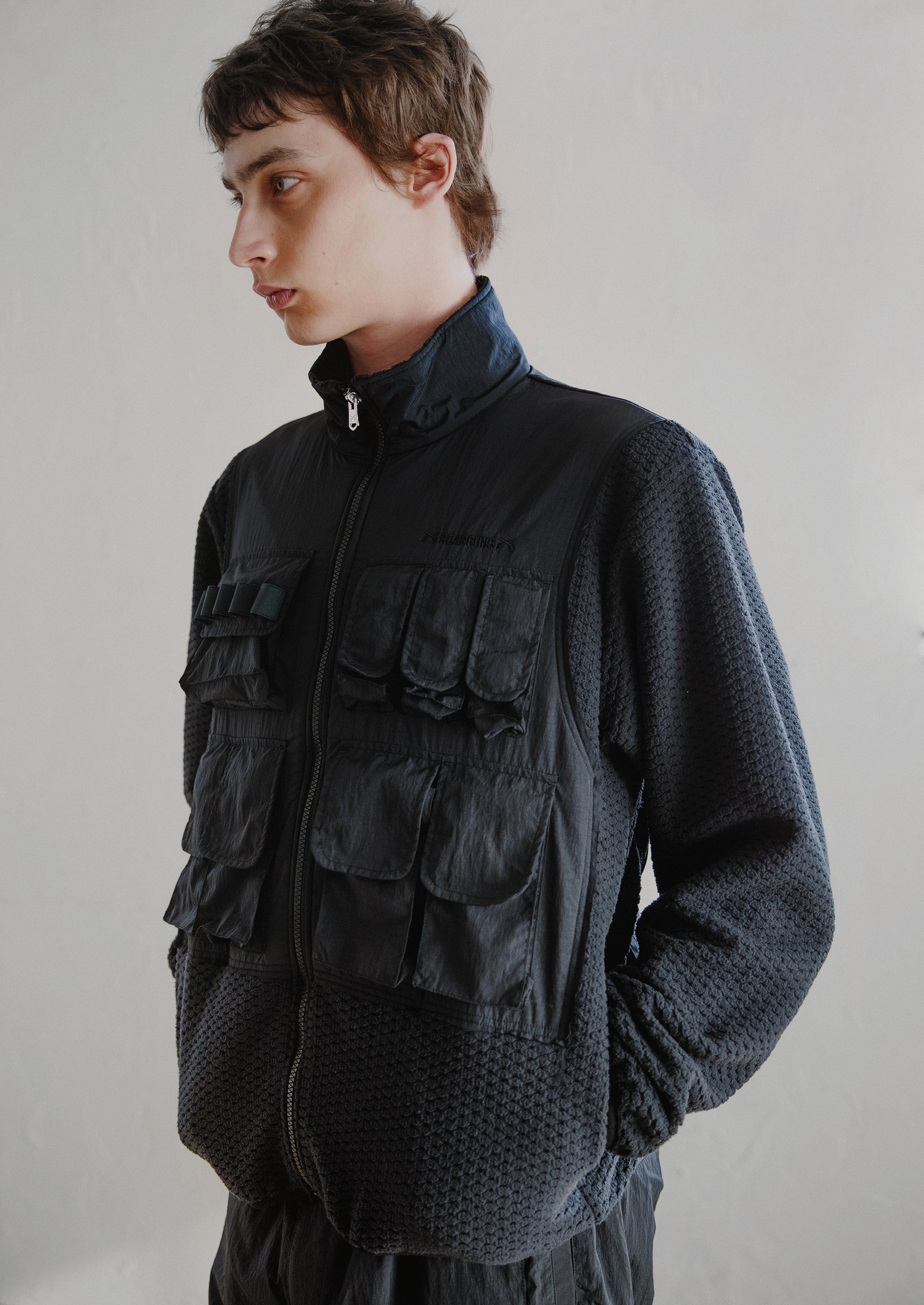 将图片加载到图库查看器，FLEECE NYLON JACKET / BLACK