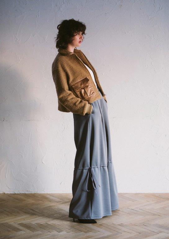 画像をギャラリービューアに読み込む, WOMEN CARDBORD JERSEY WIDE PANTS / BLACK