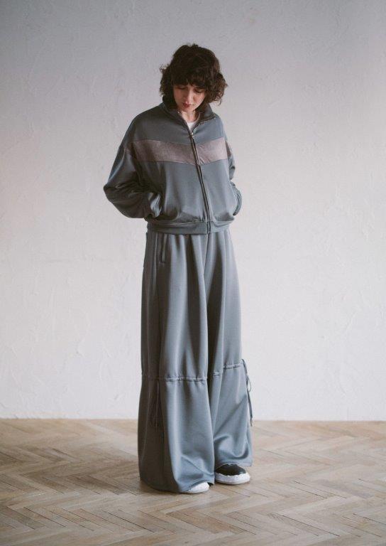 将图片加载到图库查看器，WOMEN CARDBORD JERSEY WIDE PANTS / BLACK