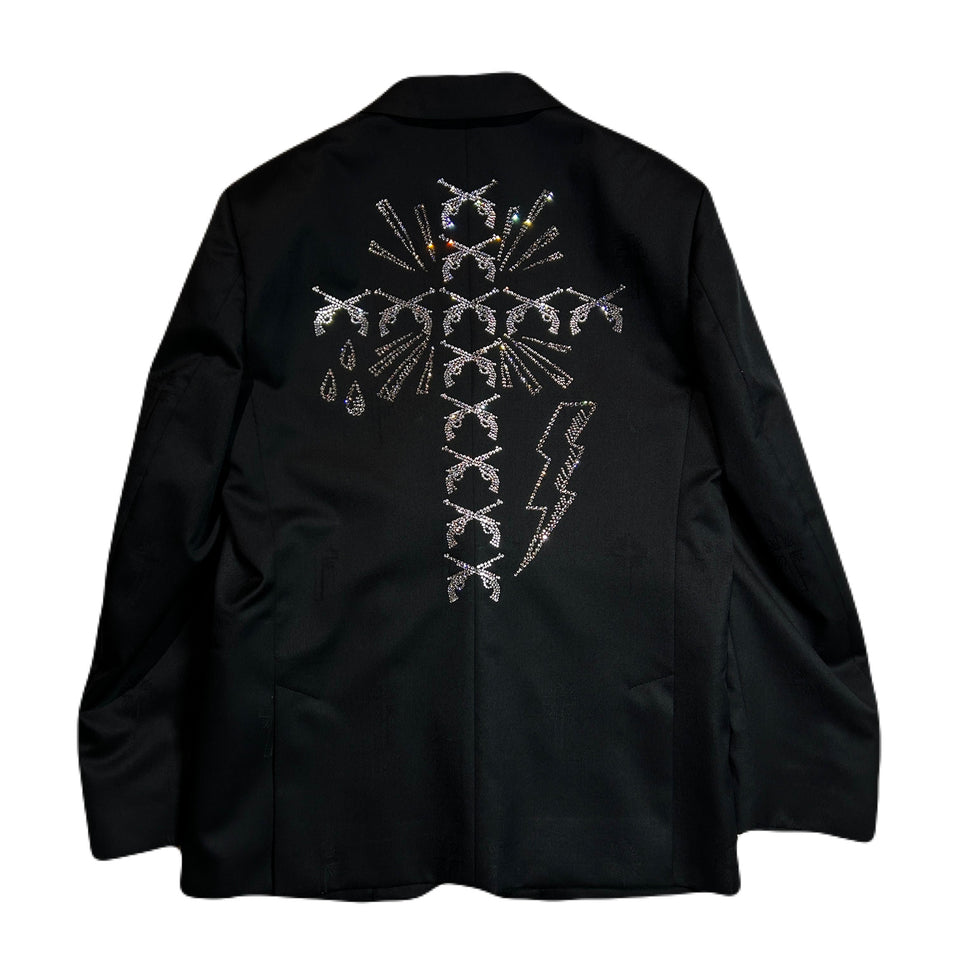 画像をギャラリービューアに読み込む, LIMITED EDITION CROSS JACQUARD CROSS CRYSTAL JACKET / BLACK