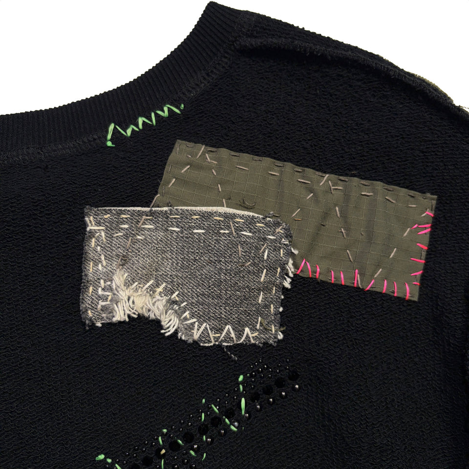 画像をギャラリービューアに読み込む, JunAle SASHIKO SWEATSHIRT CROSSGUN METAL / BLACK