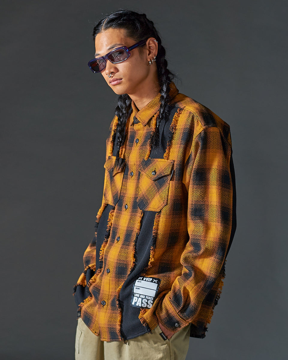 Load image into Gallery viewer, JACQUARD OMBRE CHECK SHIRT / ORANGE