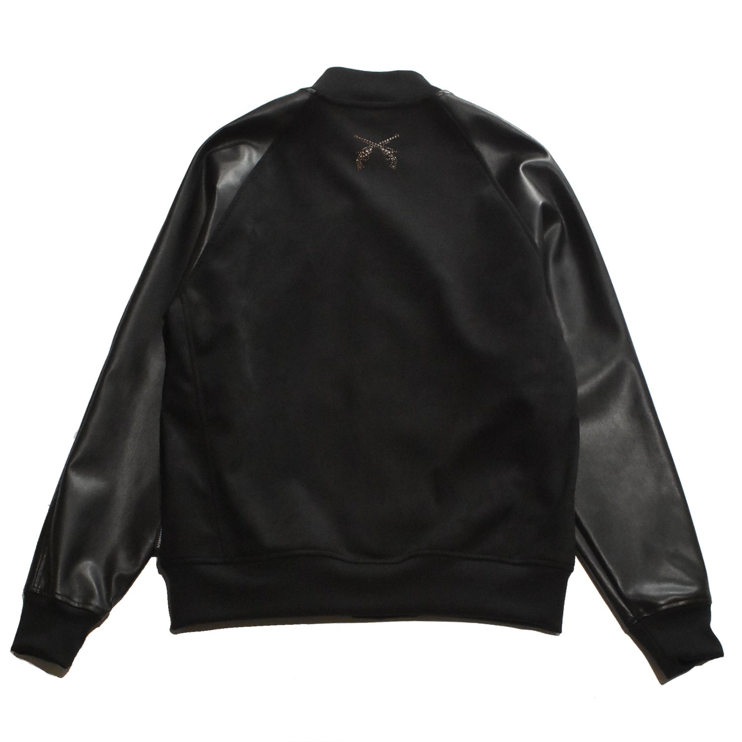 Load image into Gallery viewer, VEGAN LEATHER JACKET SMALL CROSSGUN / BLACK