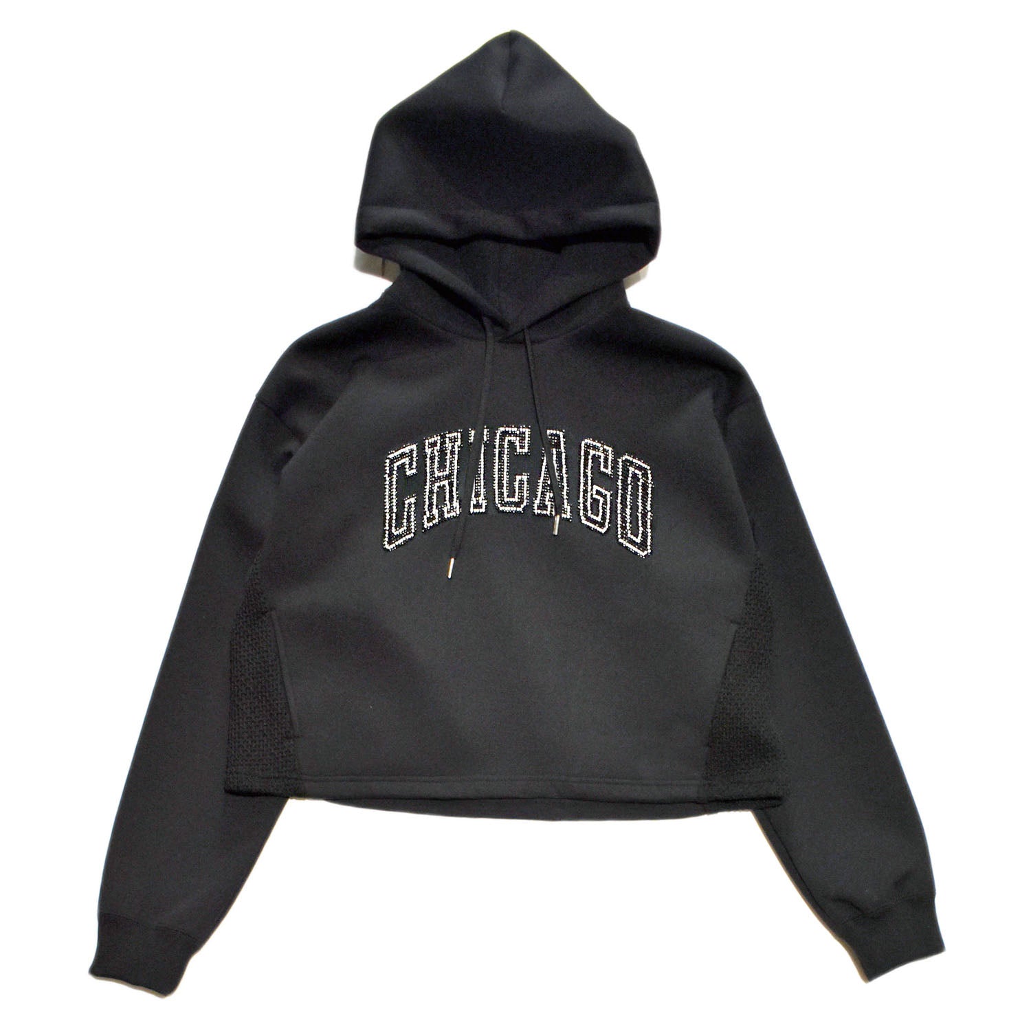 Load image into Gallery viewer, WOMEN CHICAGO SHORT HOODIE / BLACK