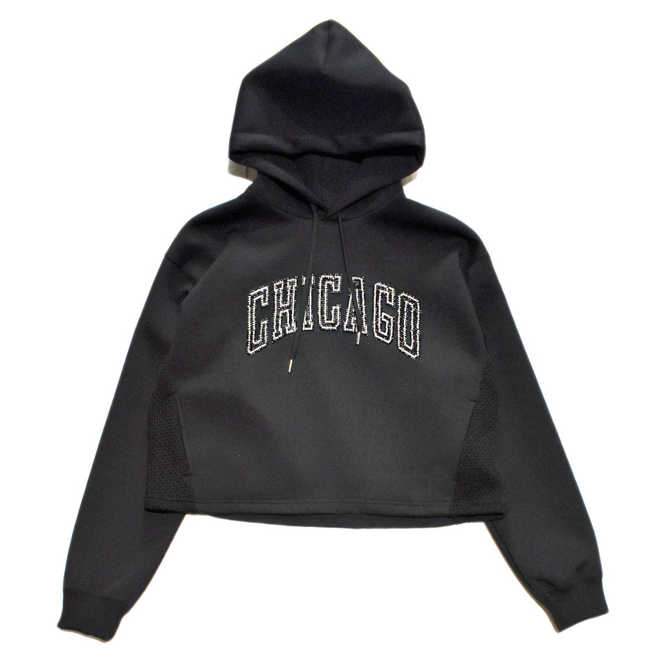 将图片加载到图库查看器，WOMEN CHICAGO SHORT HOODIE / BLACK