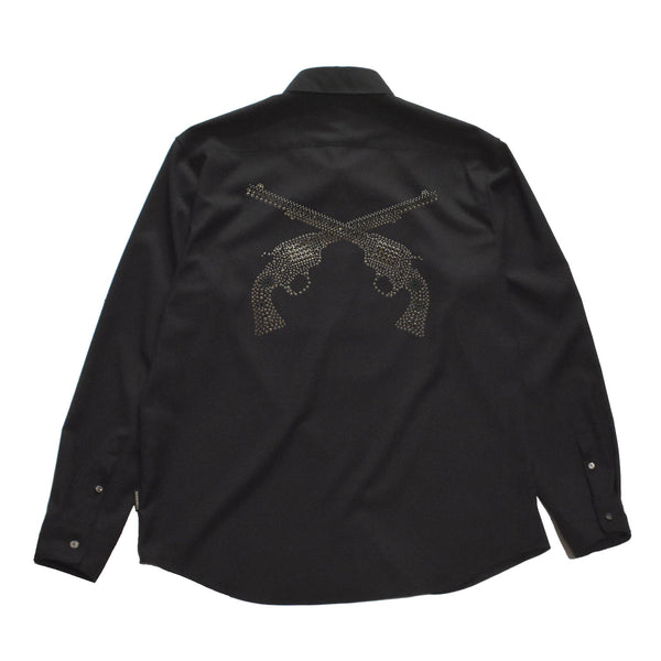 BACK CROSSGUN METAL DRESS SHIRT / BLACK