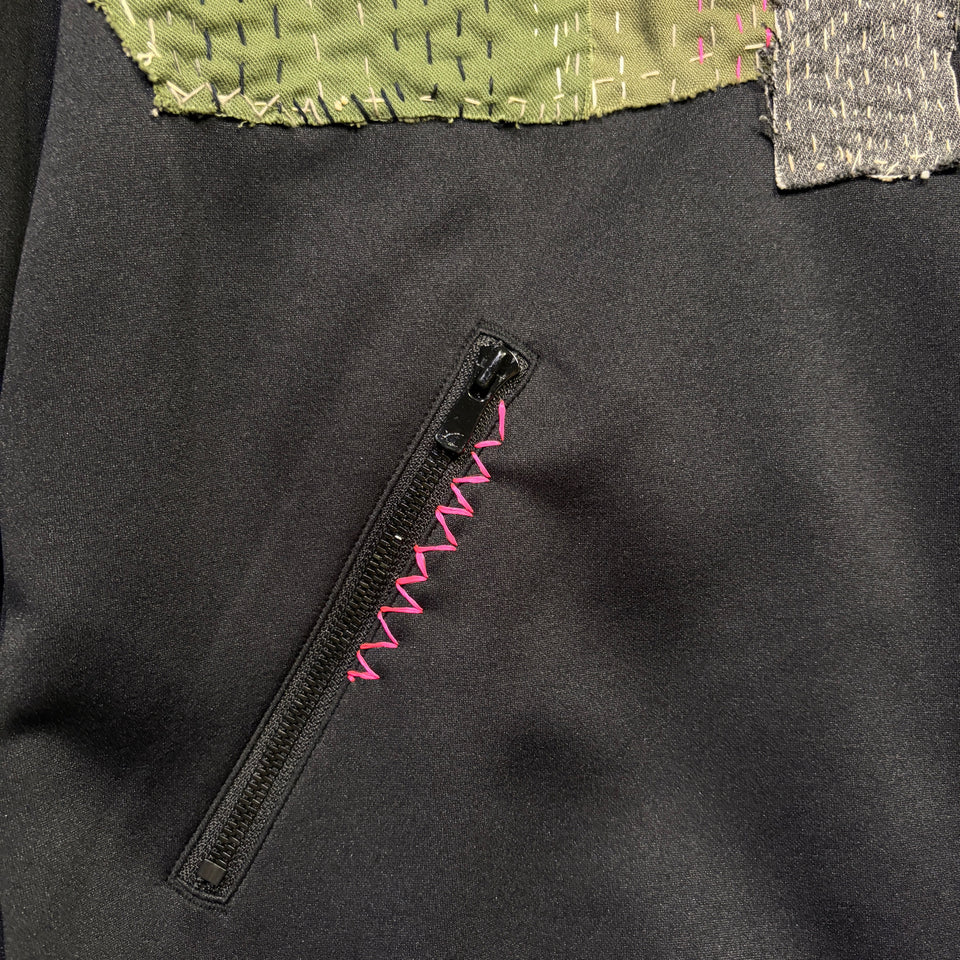 画像をギャラリービューアに読み込む, JunAle SASHIKO LINETAPE JERSEY JACKET / BLACK