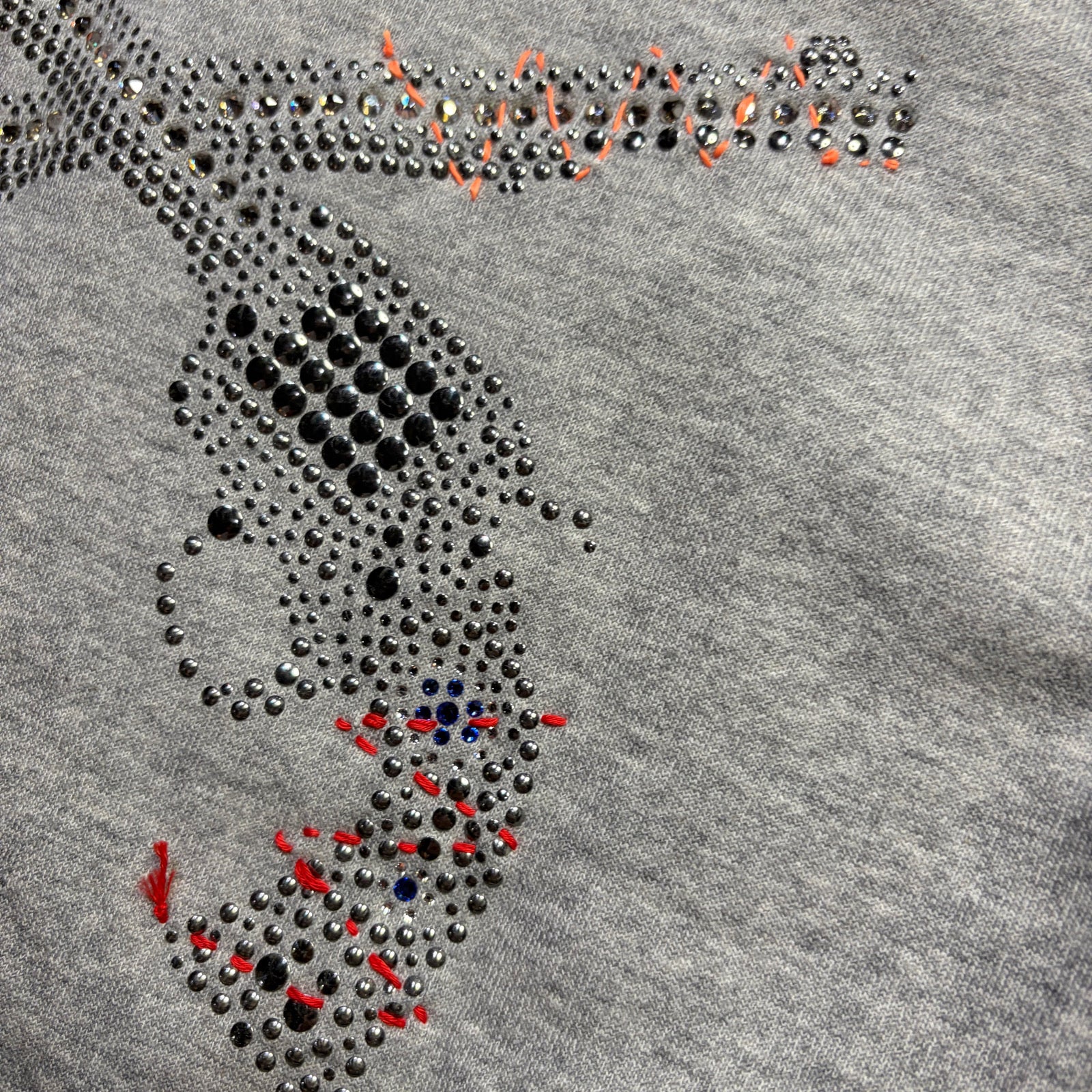画像をギャラリービューアに読み込む, JunAle SASHIKO FLEECY HOODIE FIRE PATTERN / GRAY