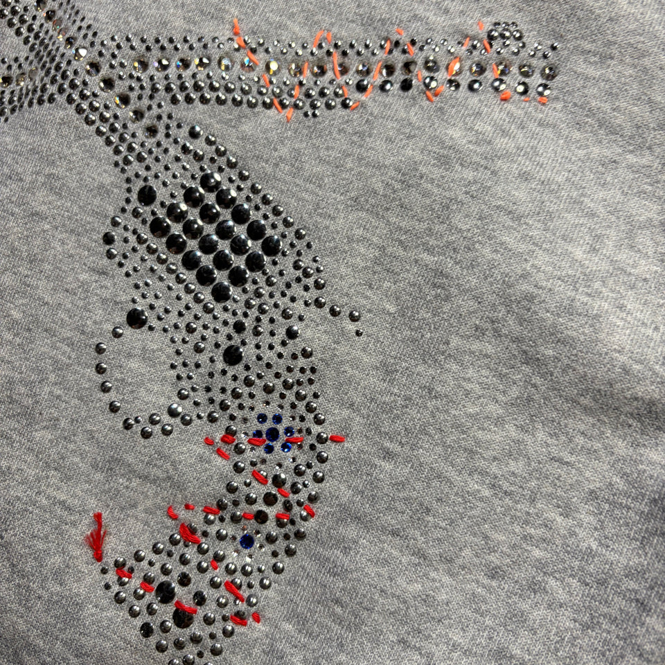 画像をギャラリービューアに読み込む, JunAle SASHIKO FLEECY HOODIE FIRE PATTERN / GRAY