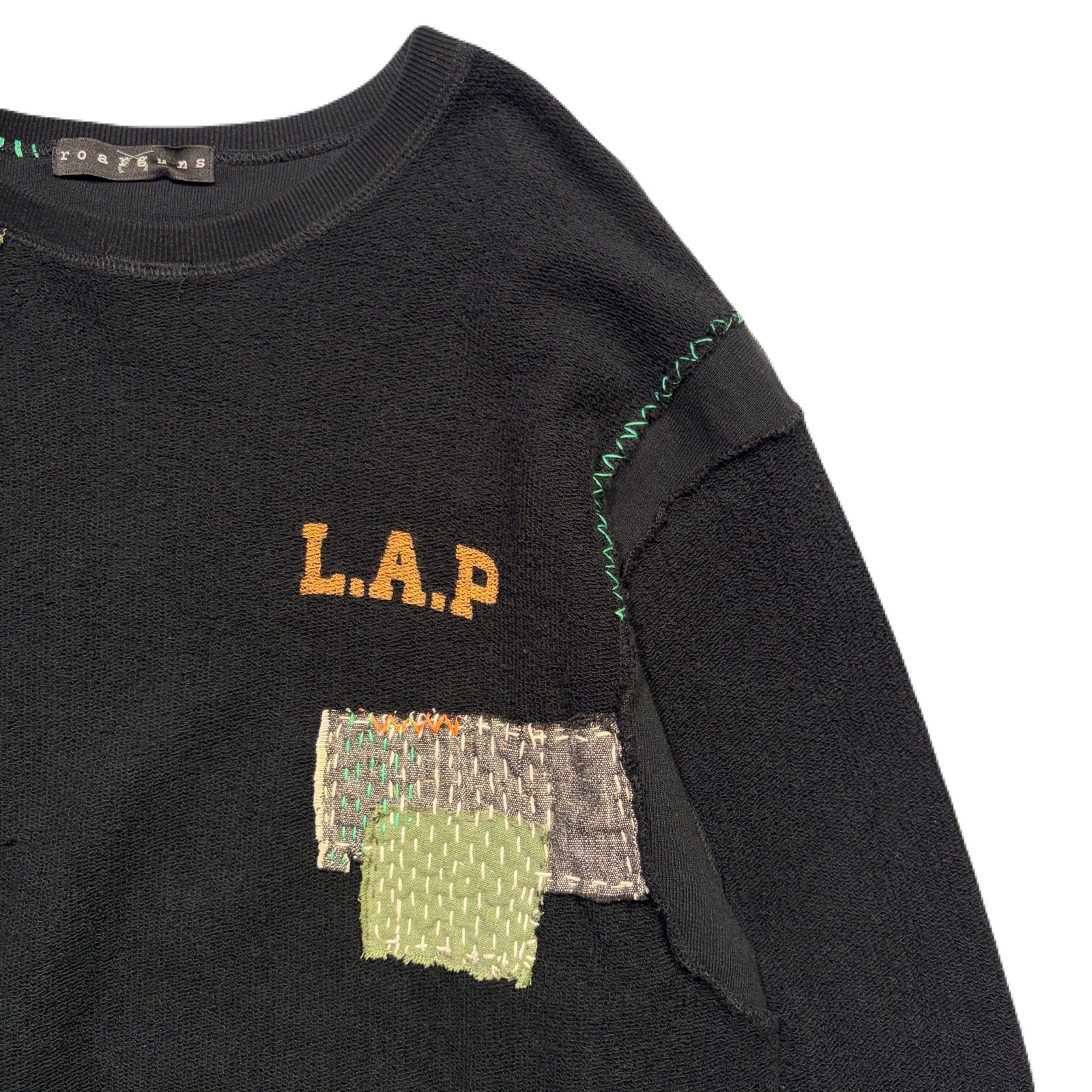 画像をギャラリービューアに読み込む, JunAle SASHIKO SWEATSHIRT EMBLEM / BLACK