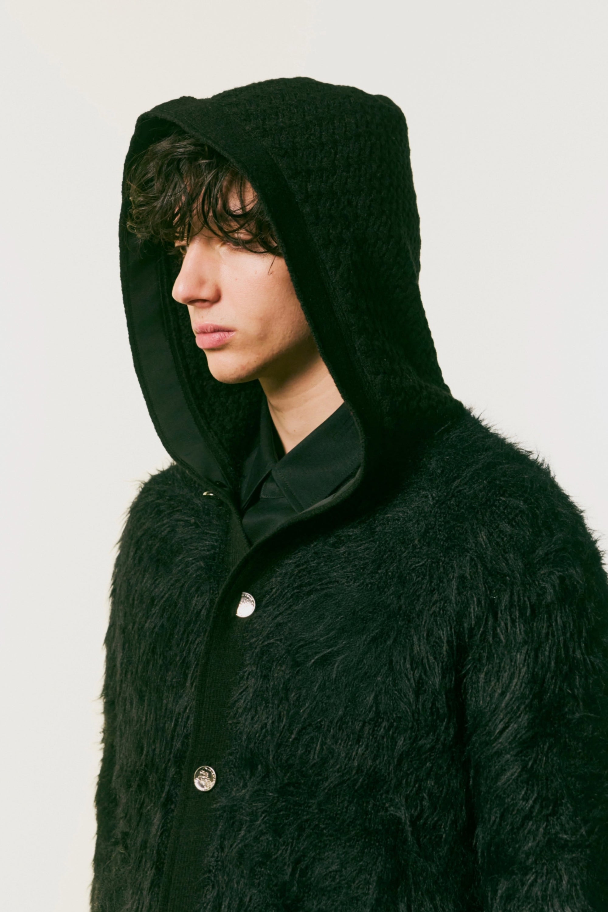 将图片加载到图库查看器，FAR BASKET KNIT HOODIE / BLACK