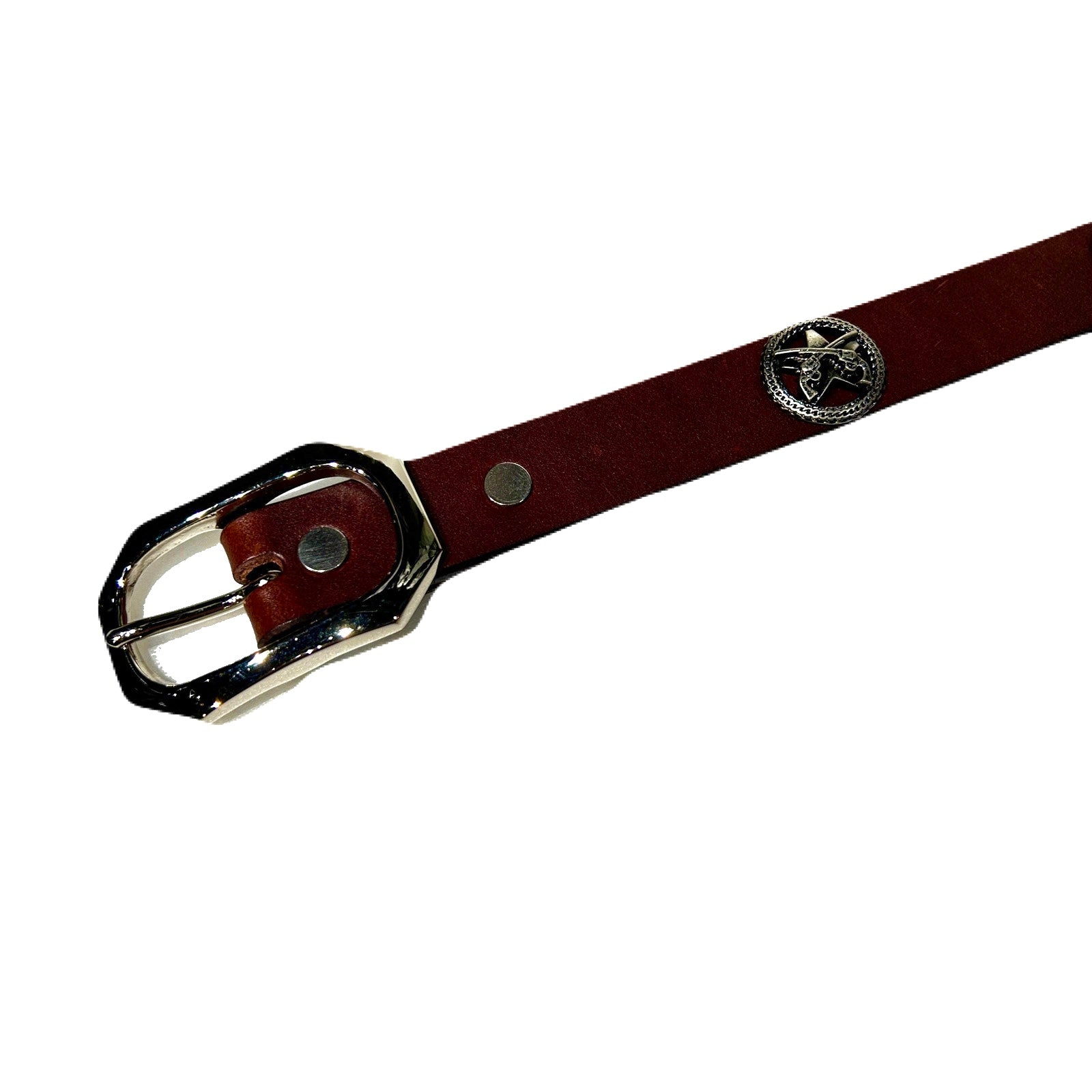 将图片加载到图库查看器，LONG CONCHO LEATHER BELT / BROWN