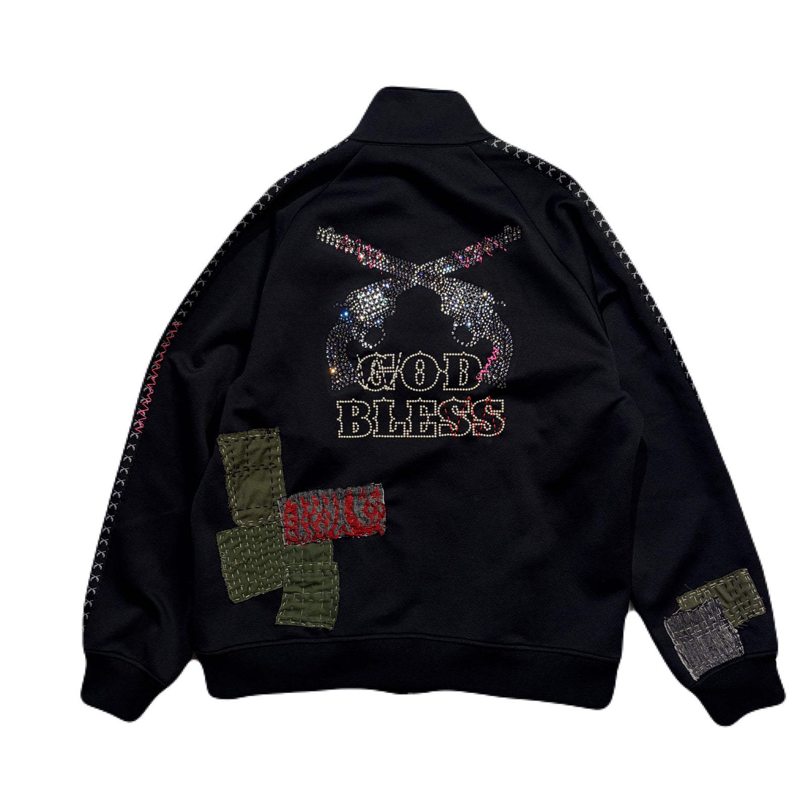 画像をギャラリービューアに読み込む, JunAle SASHIKO LINETAPE JERSEY JACKET / BLACK