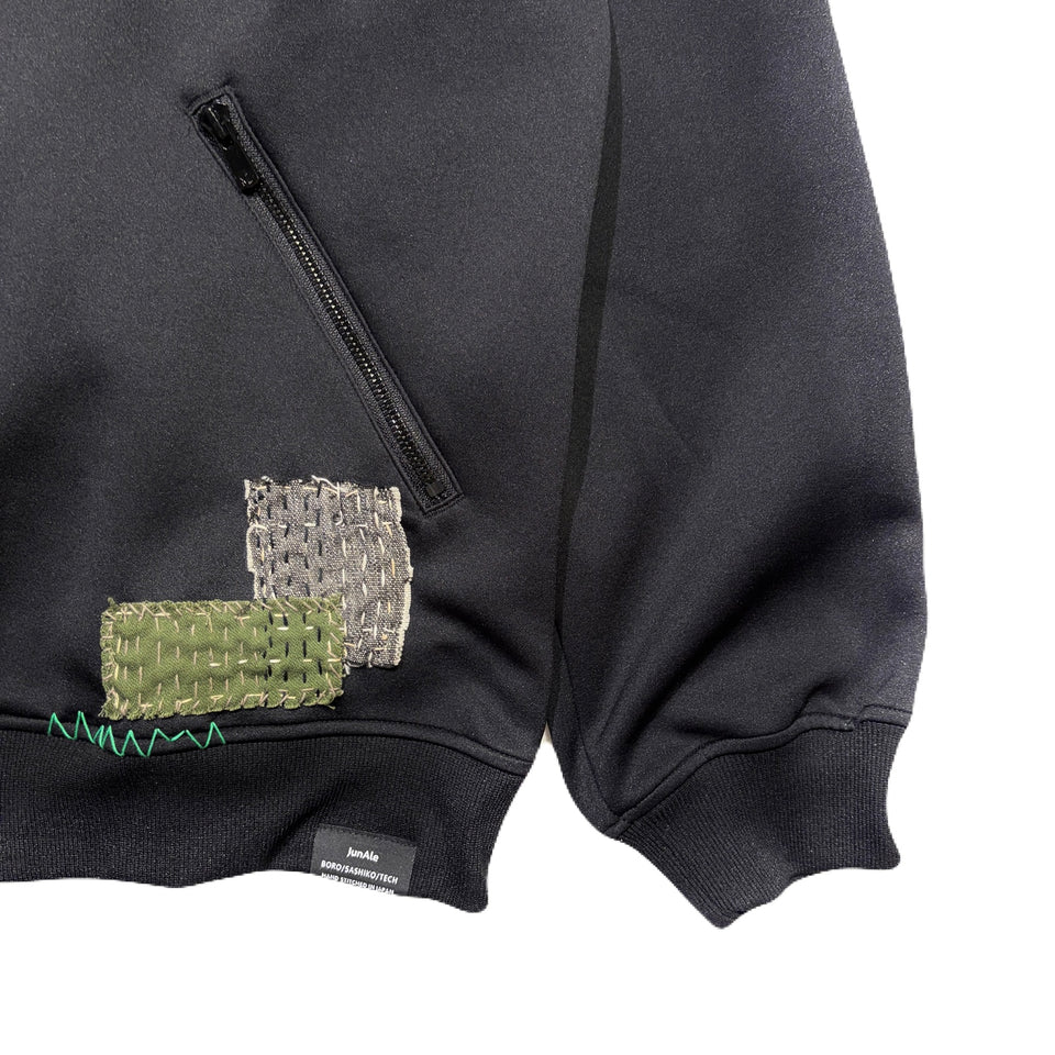 画像をギャラリービューアに読み込む, JunAle SASHIKO LINETAPE JERSEY JACKET / BLACK