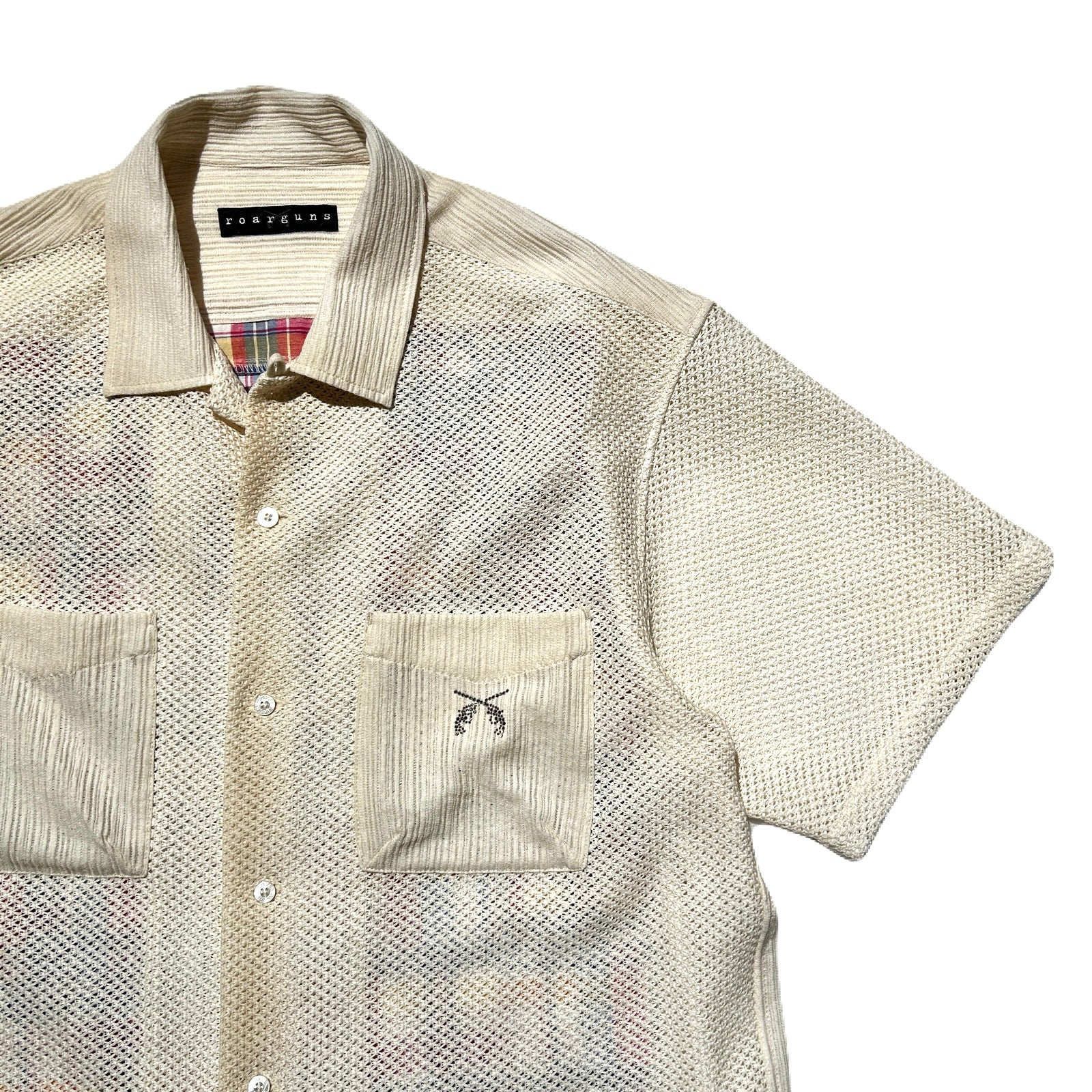 Load image into Gallery viewer, MESH PATCHWORK CHECK SHIRT / WHITE